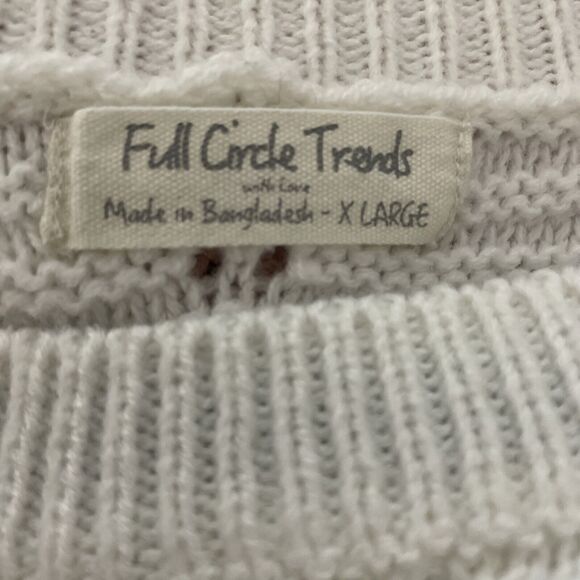 Full Circle Trends Boho Chevron Sweater White & Light Mauve & Gray XL - Picture 3 of 11